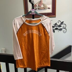 Sonoma Orange and White “sunshine” Raglan Tee Size Medium #237